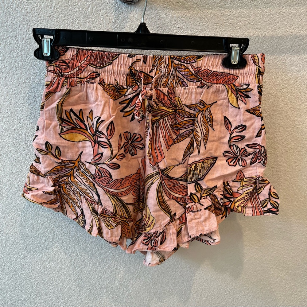 WILD FABLE Pink Printed Ruffle Trim Shorts